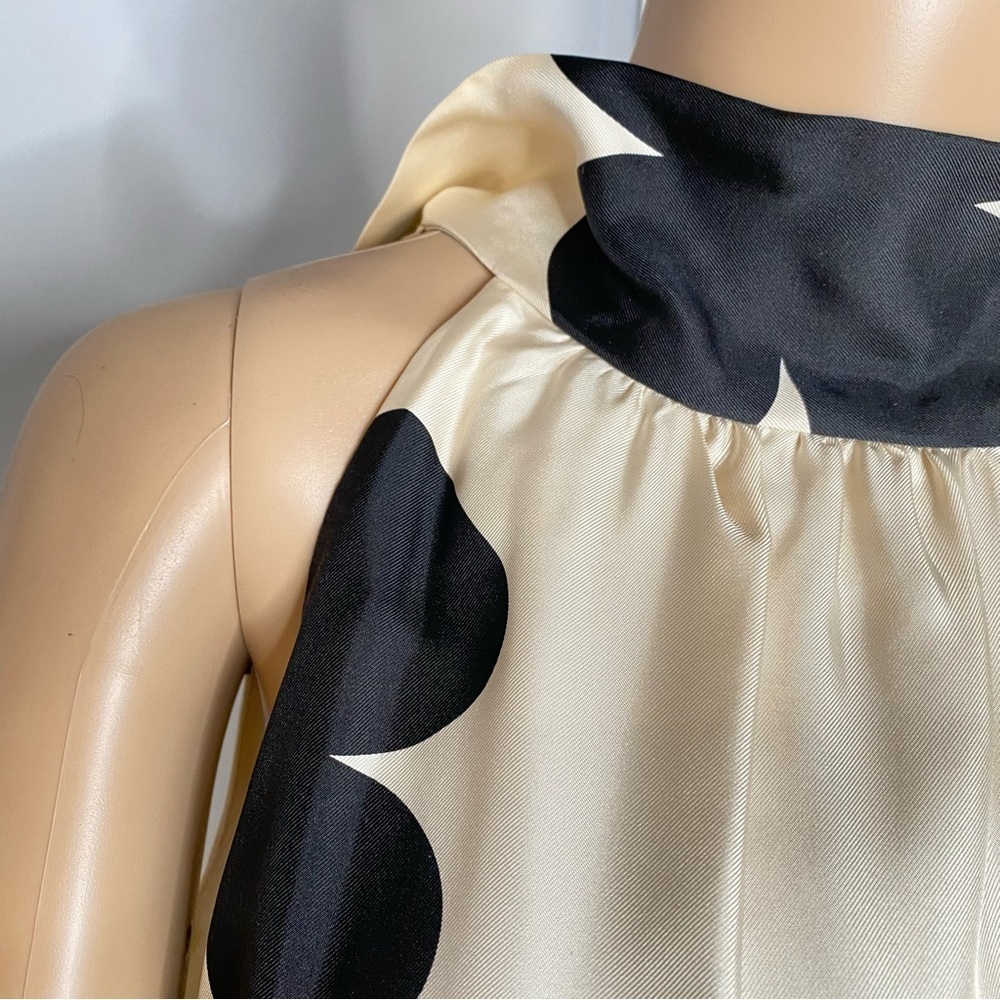 Elegant & Classy Black and Cream Floral Dress 100% Silk - Size 10 - Picture 3 of 15